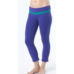 prAna XL Clover Capri Leggings Contrast Jacquard Inset Waist Roll-Up Hem Chakara